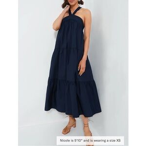 NWT En Saison / Tuckernuck Navy Halter Tiered Maxi Dress